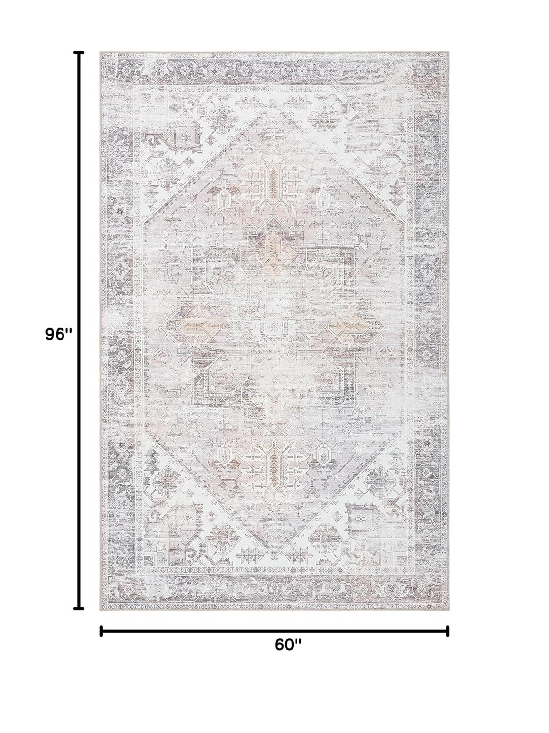 Tucson TSN102 Power Loomed Machine Washable Area Rug - Beige/Grey - 5'x8' - Safavieh.