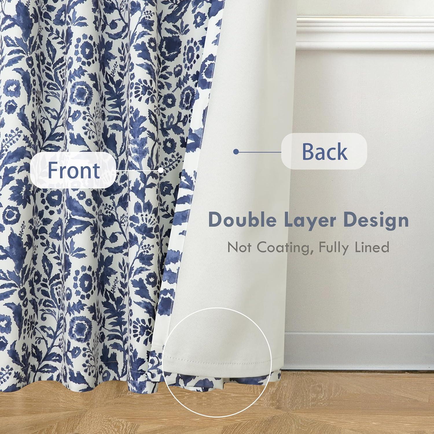 DriftAway Indoor and Outdoor Metal,Polyester Room Darkening Grommet Valances Blue,White,Multi-color 0.10 in x 52.00 in Set of 2