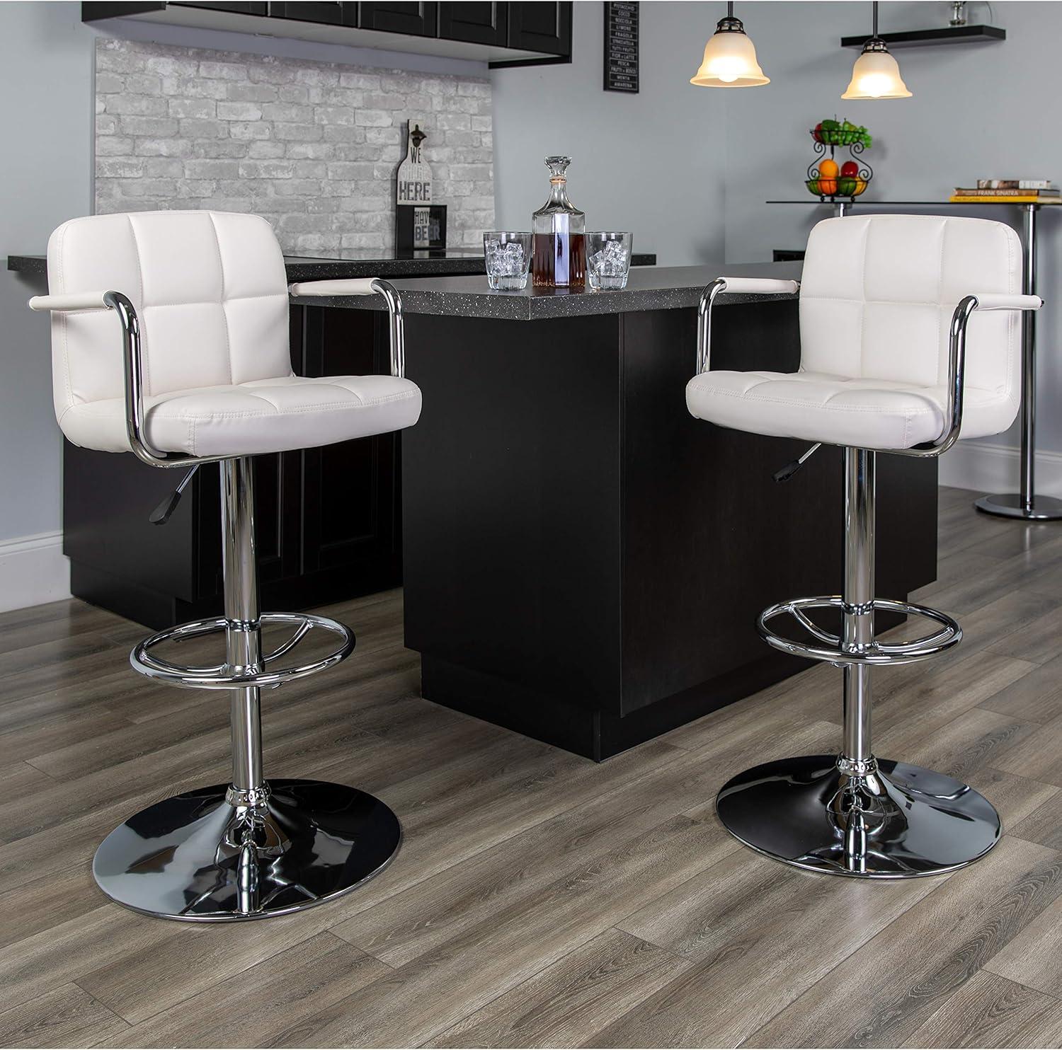 Adjustable Bar Stools - Counter Height Barstools with Back and Armrest