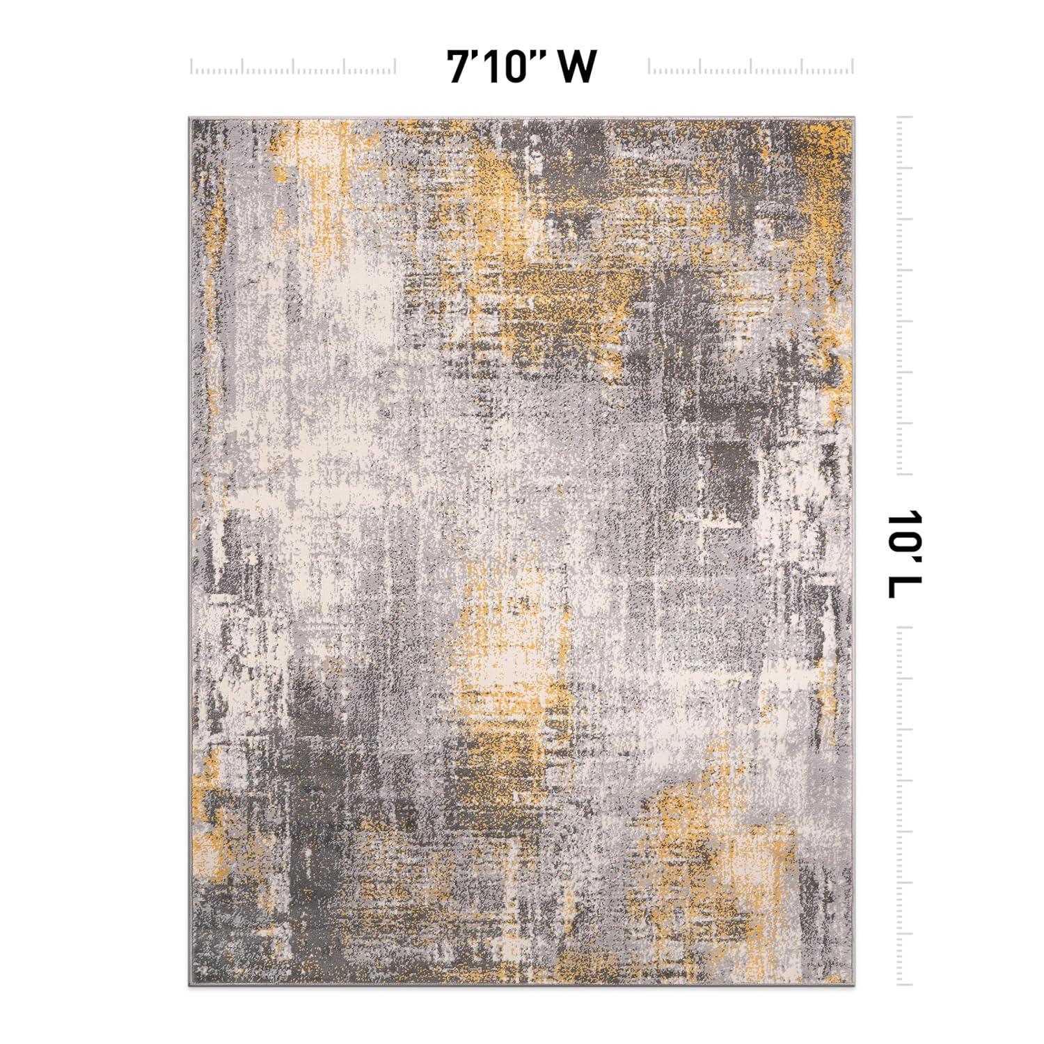 World Rug Gallery Dublin Contemporary Abstract Indoor Area Rug - Yellow 7'10"x10'