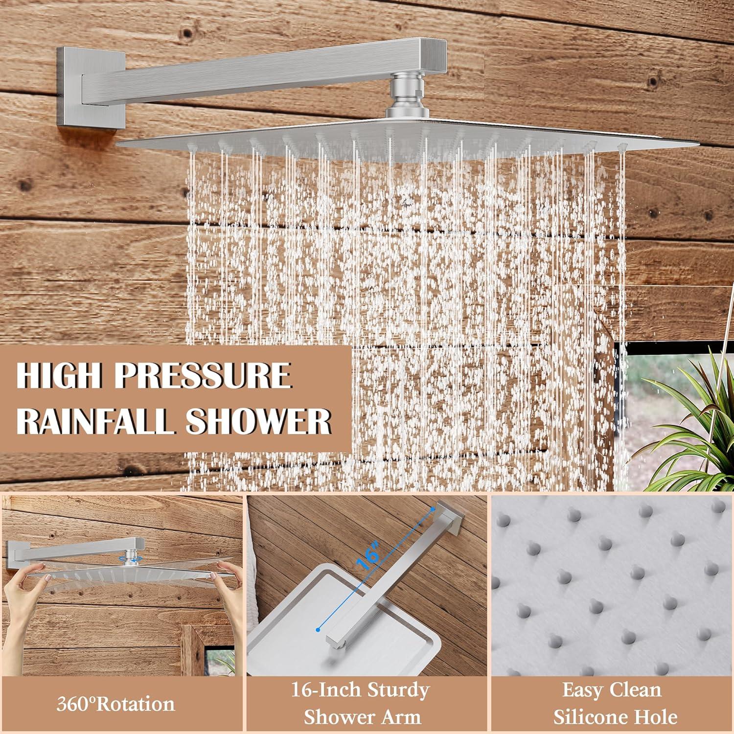 10-Inch Brushed Nickel Wall-Mounted Rain Shower System