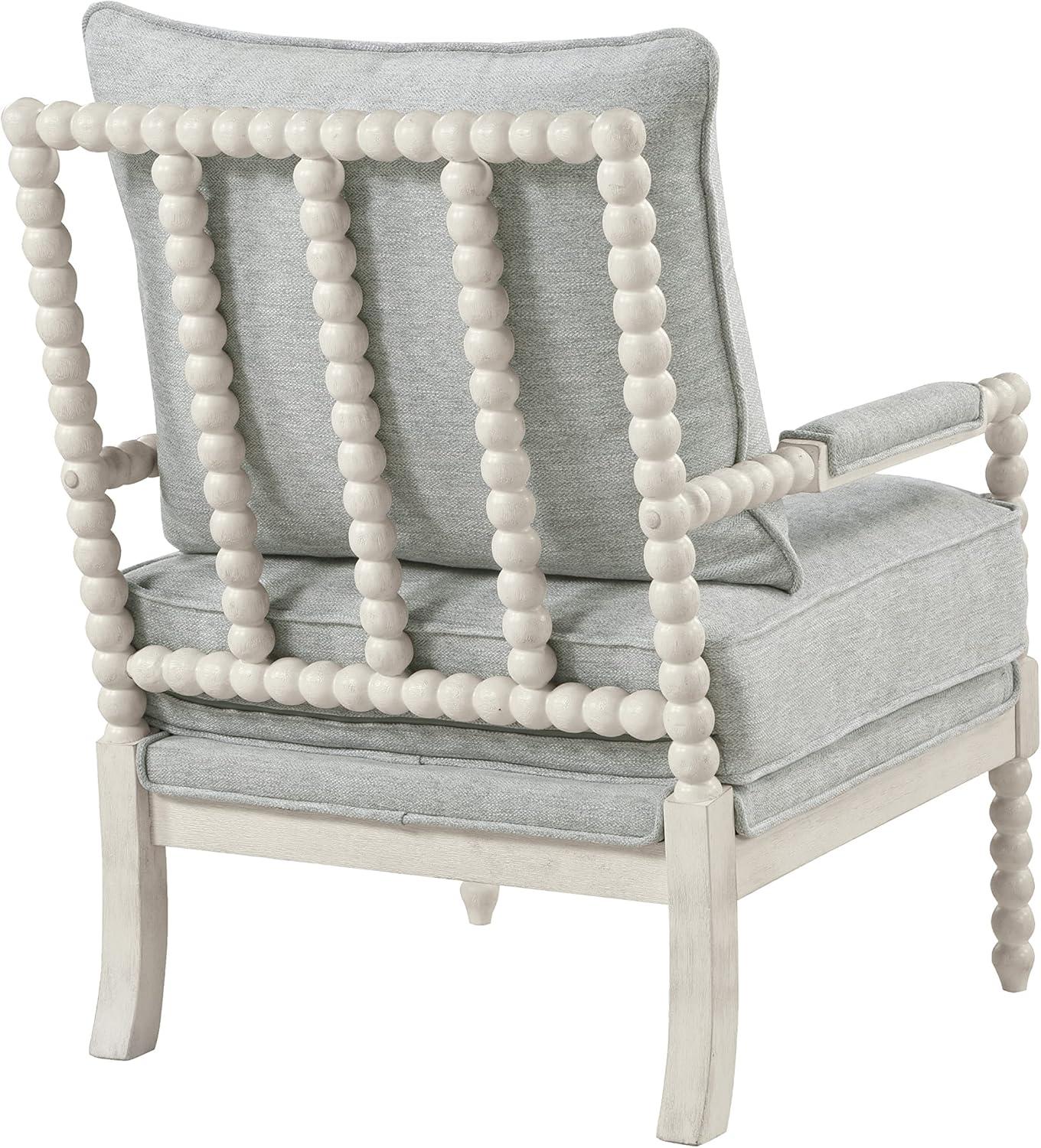 Kaylee Spindle Chair in Smoke Gray Fabric with White Frame