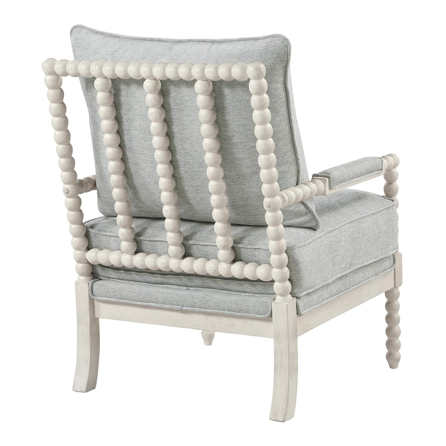 Kaylee Spindle Chair in Smoke Gray Fabric with White Frame