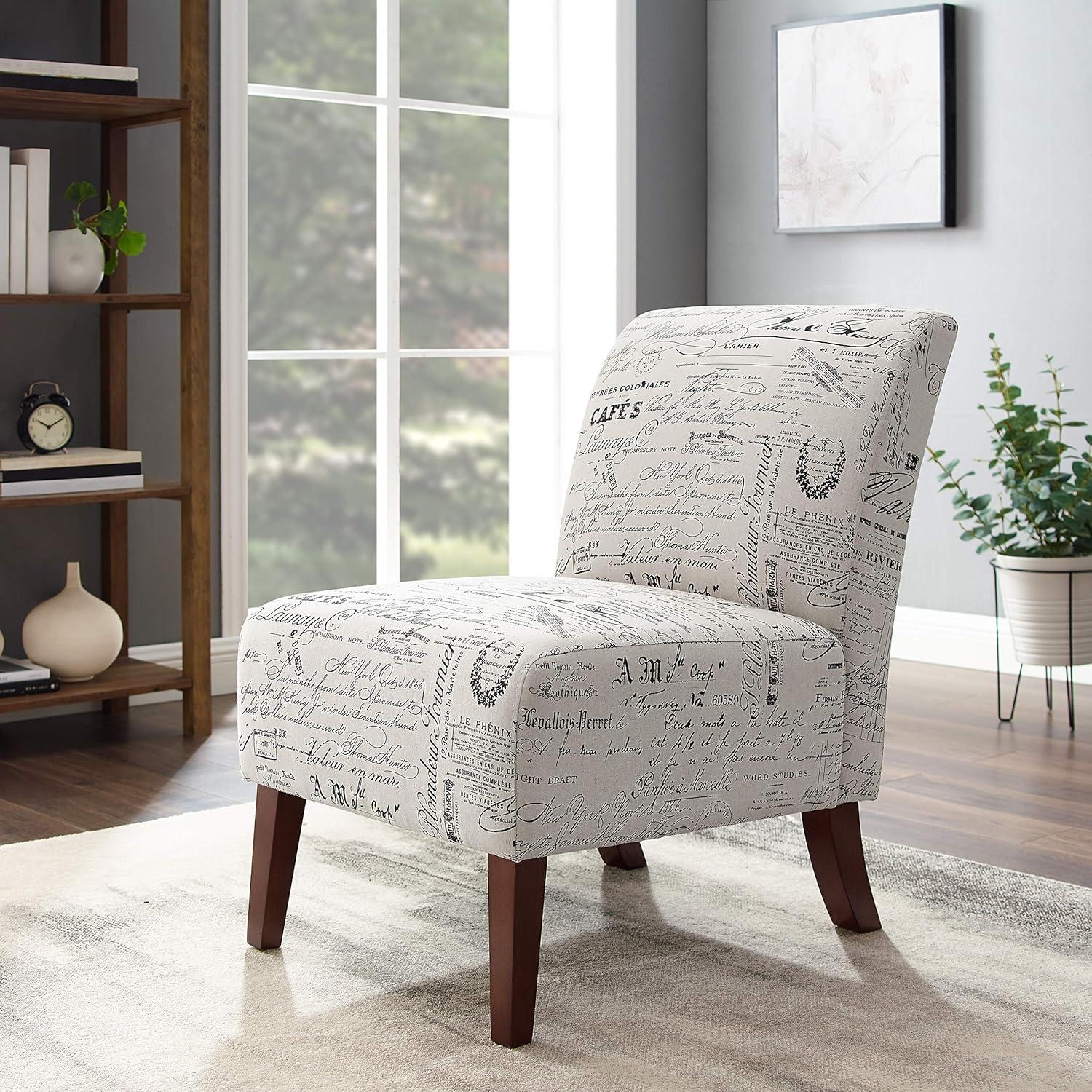 Lily Traditional Slipper Upholstered Sailing Accent Chair Script - Linon