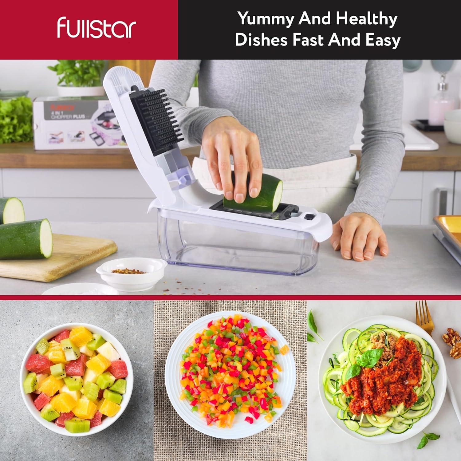 Fullstar White and Black ABS Plastic Vegetable Chopper with Spiralizer
