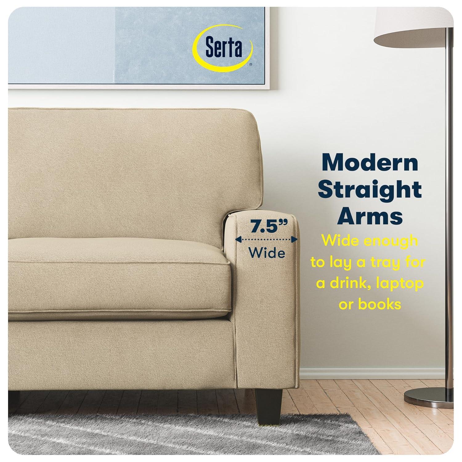Serta Palisades 73" Track Arm Sofa, Easy Care Fabric, Soft Pillow Back, Pocket Coil Seat Cushions