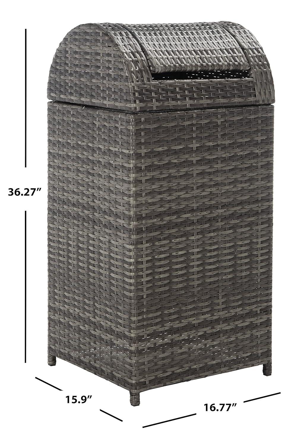 Serapis Outdoor Trash Can - Grey Brown - Safavieh