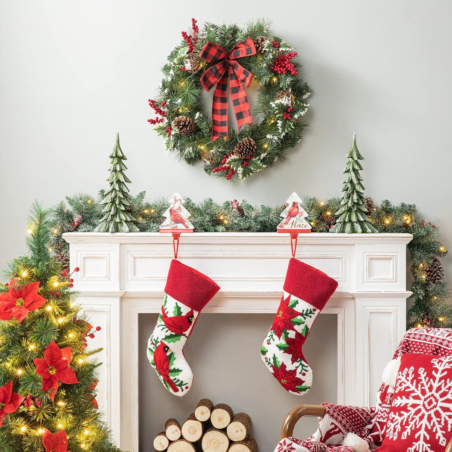 24'' LED Christmas Wreath with Pinecones and Berries