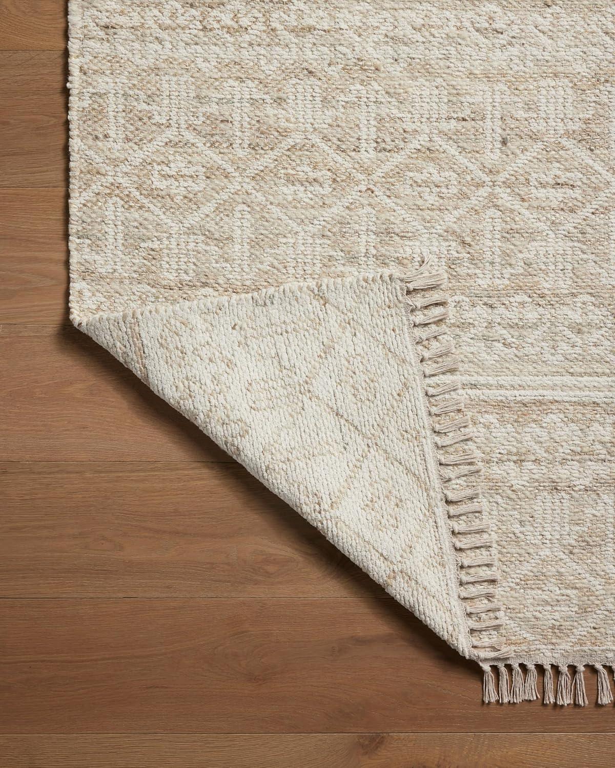 Ivory Sand Geometric Wool Cotton Flat Woven Rug 7'-9" x 9'-9"