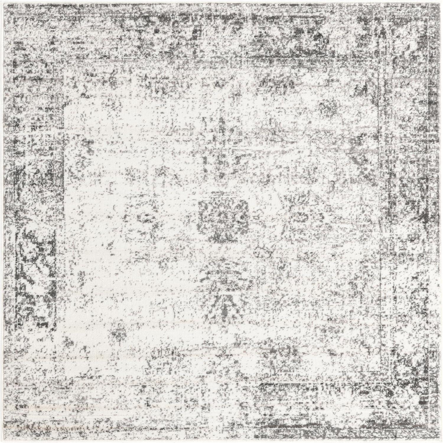 Unique Loom Sofia Collection Area Rug - Casino (5' 3" Square Gray/Beige)