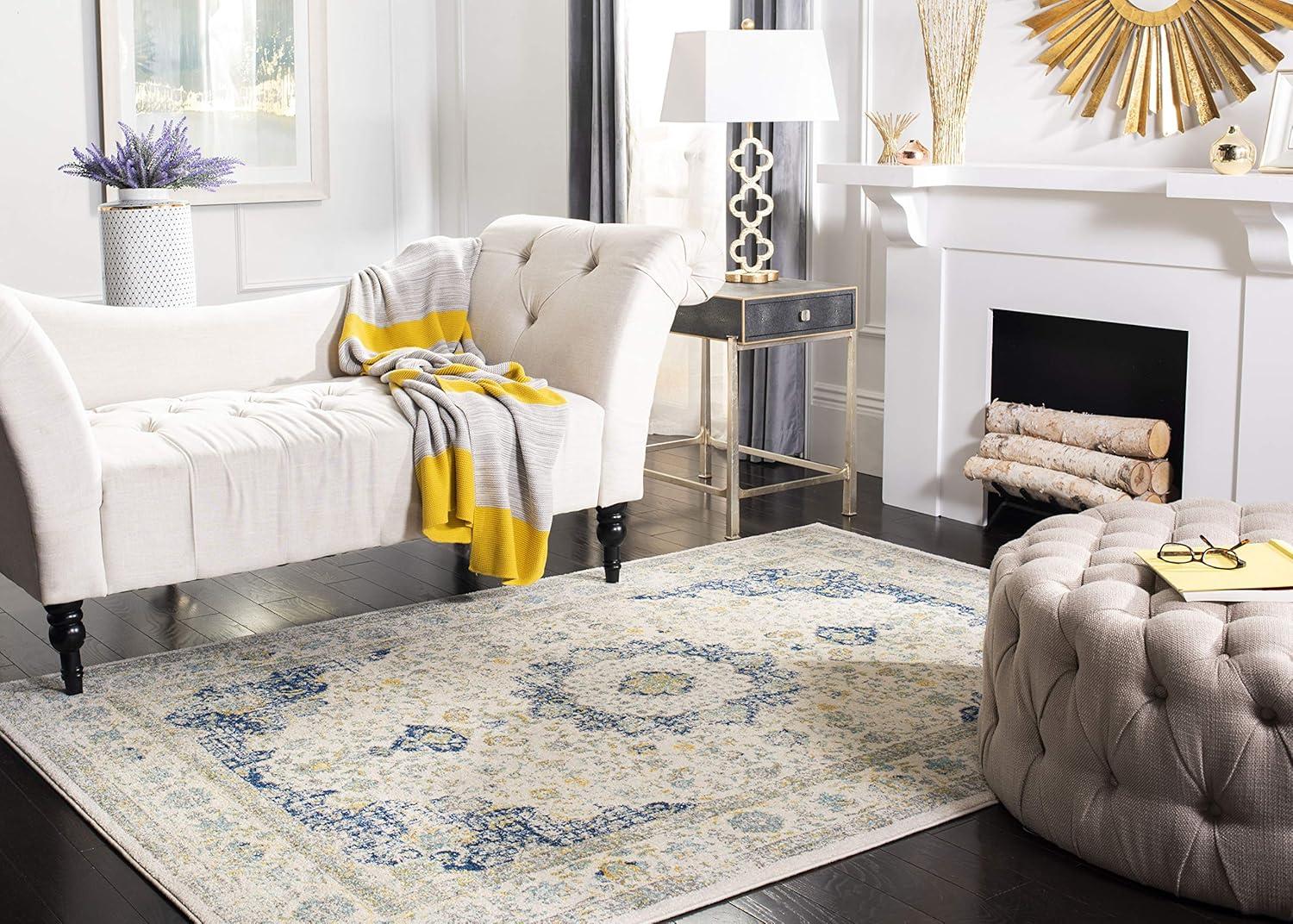 Evoke EVK220 Power Loomed Area Rug - Ivory/Blue - 10'x14' - Safavieh.