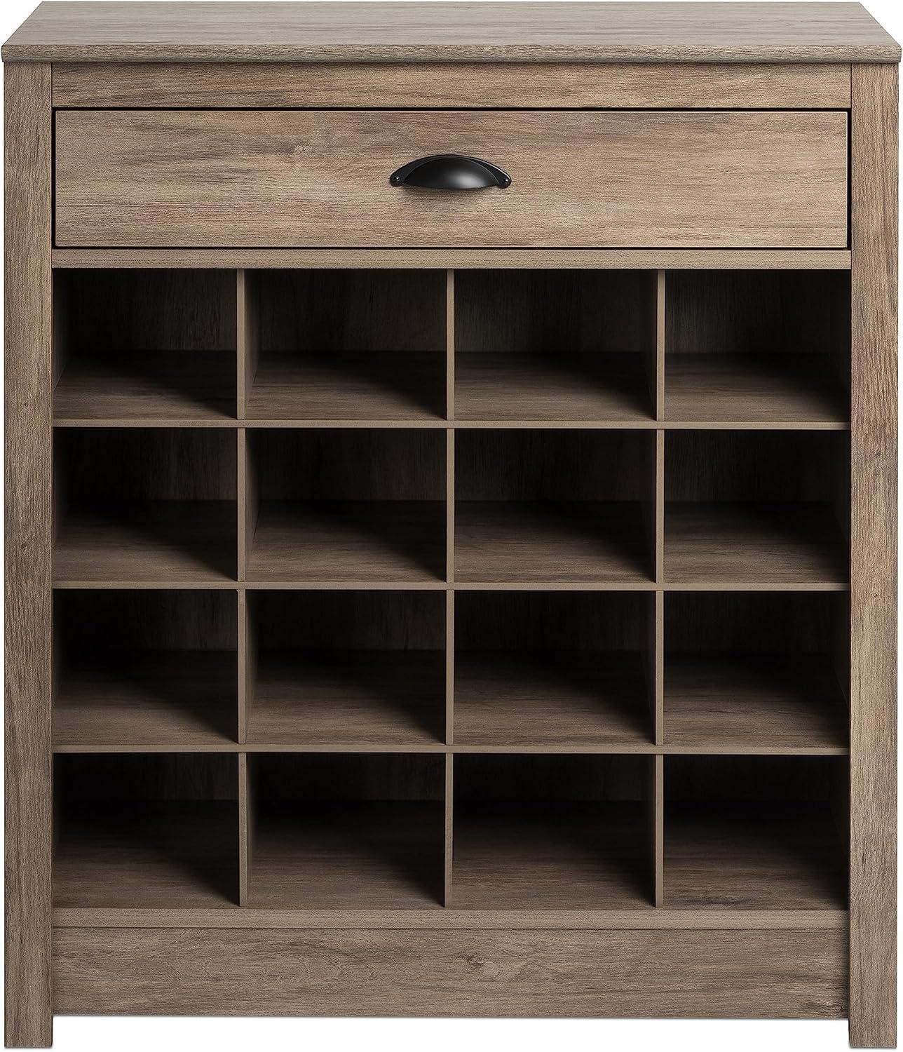 35 in. H x 31.5 in. W 16-Pair Composite Shoe Storage Cabinet with Slim Top Drawer for Entryways, Drifted Gray