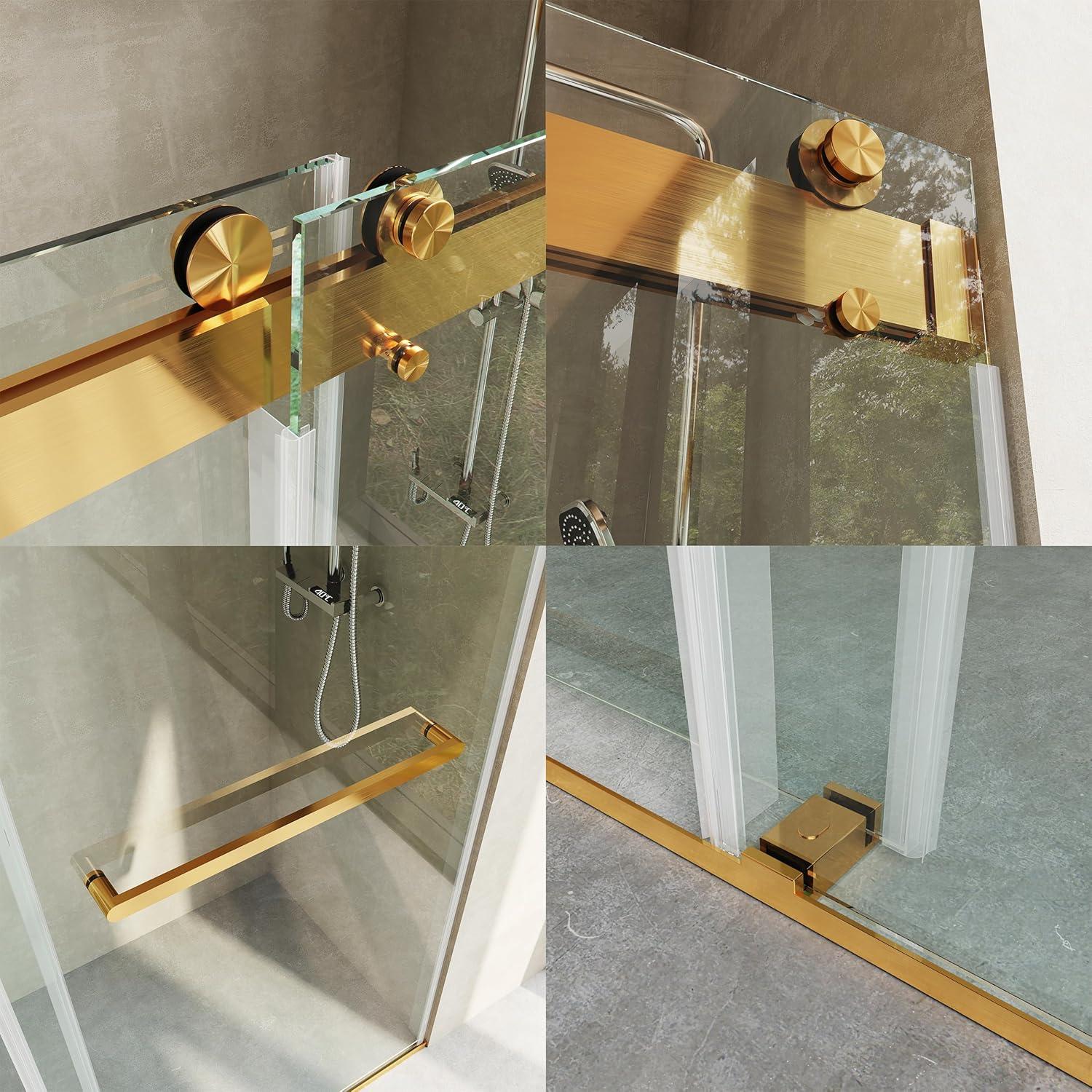 Dimorphos 56-60"W x 76"H Frameless Double Sliding Shower Door with 10mm Tempered Glass Door 11DD161822LL