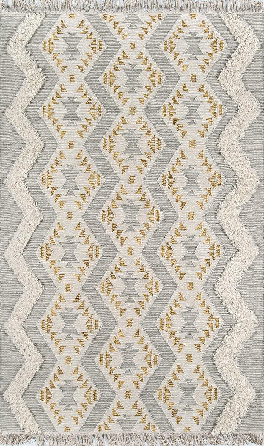 Momeni Novogratz by Momeni Indio Beverly Wool Hand Made Area Rug Pink 5' X 7'