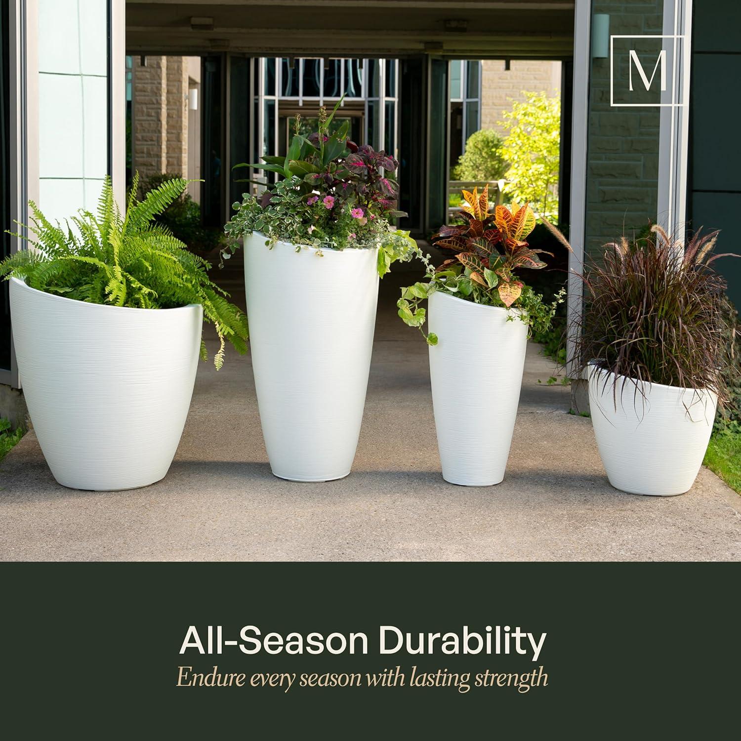 20 in. Modesto Round Planter, White