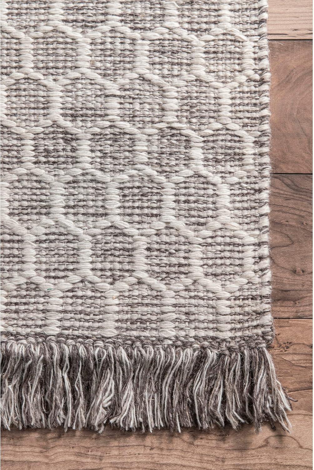Nuloom Wylie Geometric 3x5 Wool Accent Indoor Area Rug for Living Room Bedroom Dining Room Entryway Kitchen, Baby Blue/Ivory