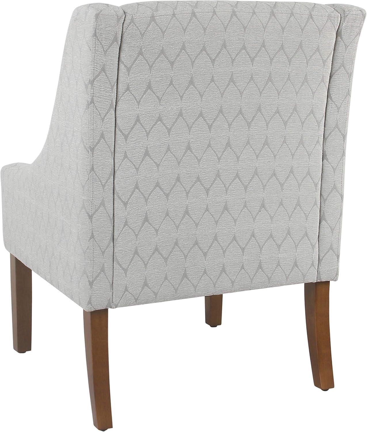 Modern Geometric Swoop Accent Chair in Textured Gray with Wood Legs