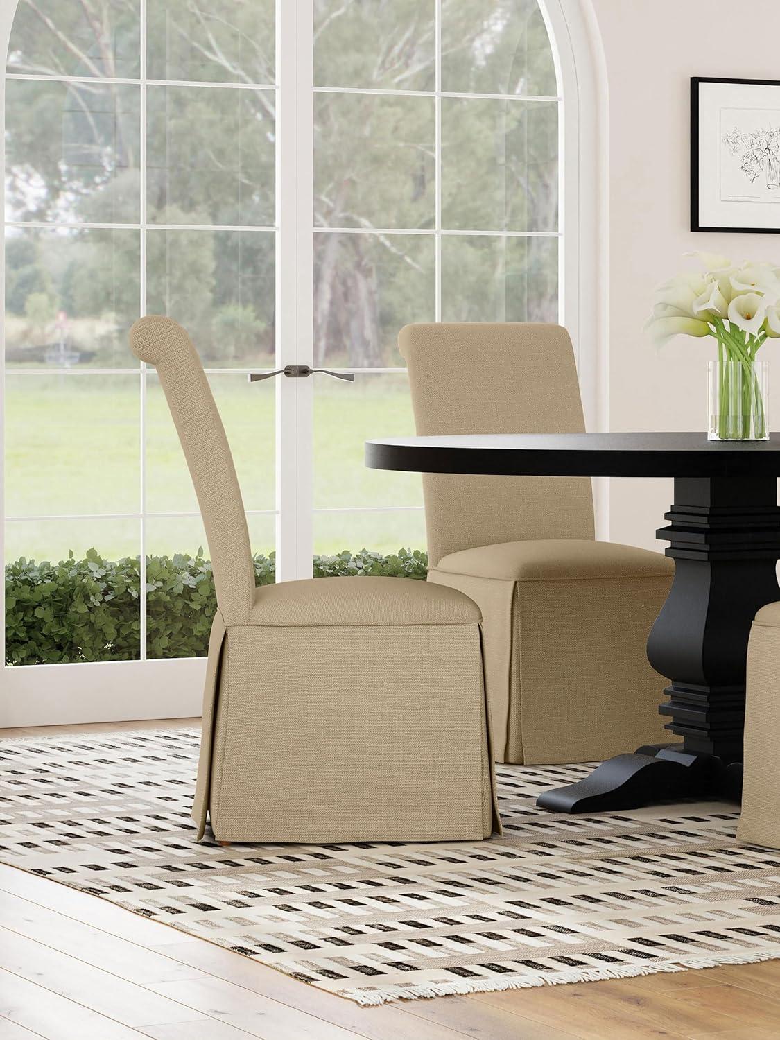 Coaster Shawna Fabric Upholstered Skirted Dining Chair in Khaki