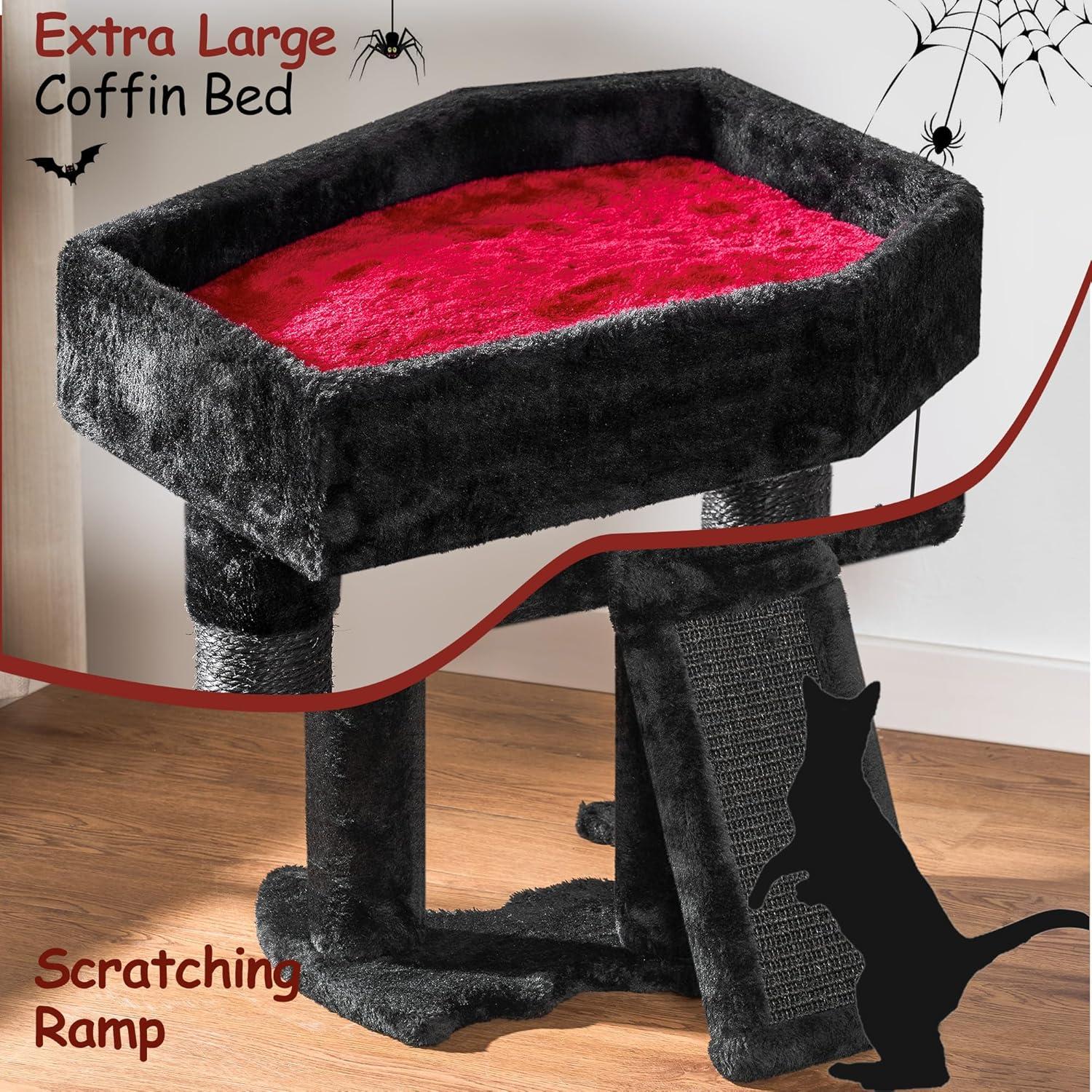 Gothic Cat Tree with Coffin, Gothic Cat Tower with Condo