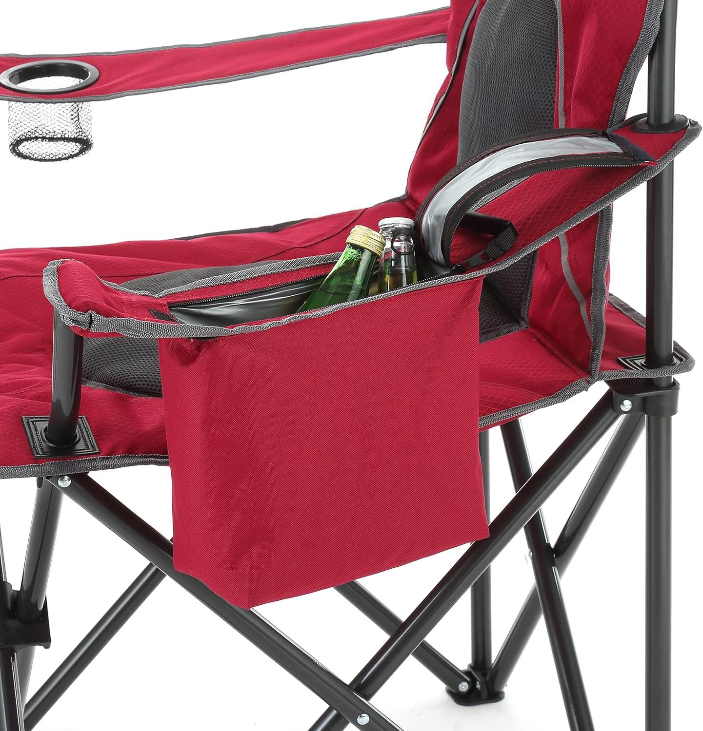 Red and Black Foldable Outdoor Camping Chair with Cup Holder