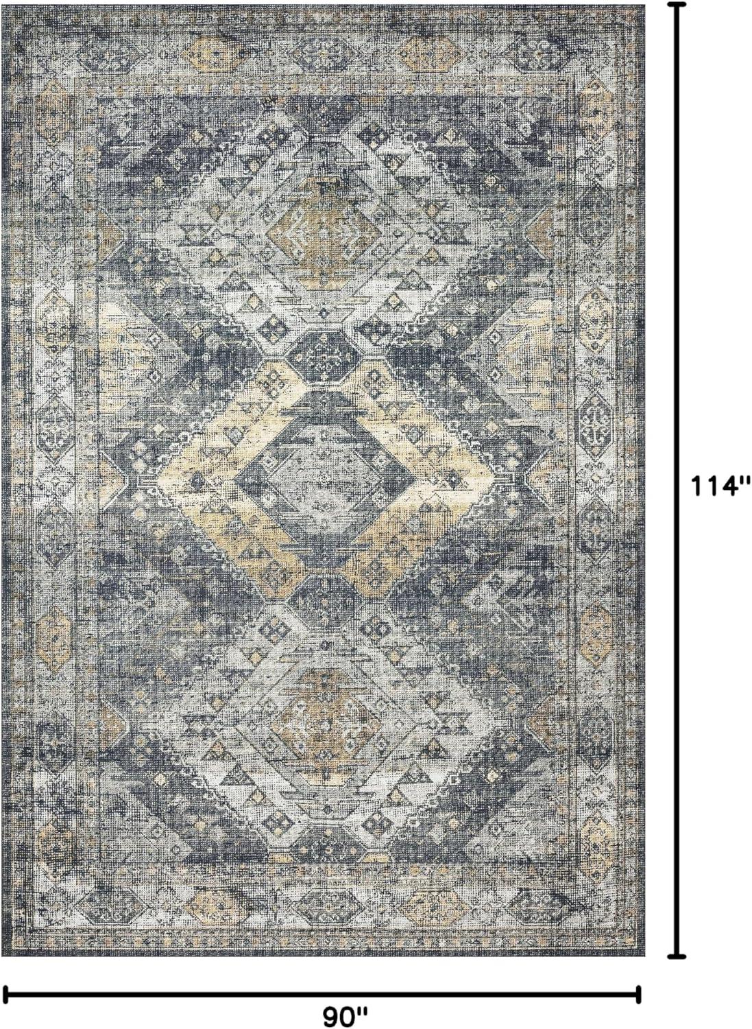 Graphite and Silver Hand-Knotted Oriental Rectangular Rug