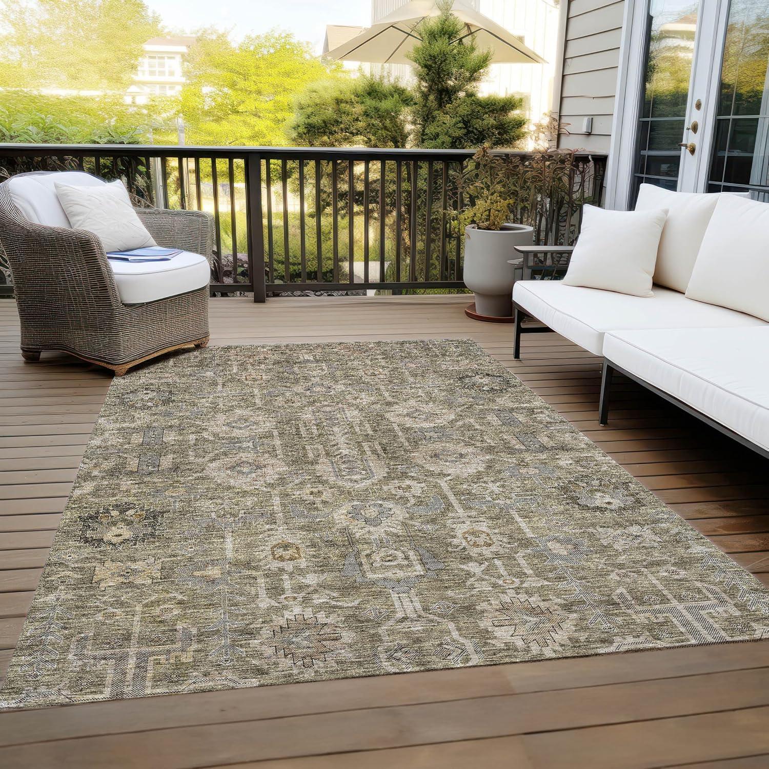 Addison Rugs Chantille ACN697 Brown 2'6" x 3'10" Indoor Outdoor Area Rug, Easy Clean, Machine Washable, Non Shedding, Bedroom, Entry, Living Room, Dining Room, Kitchen, Patio Rug