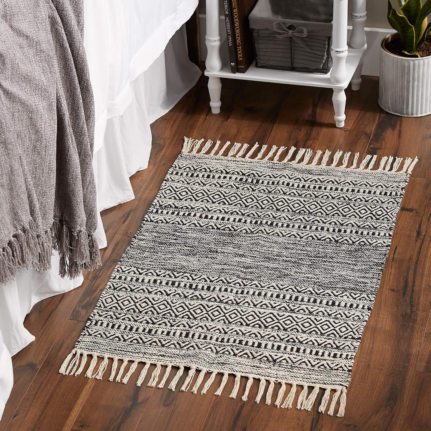 DII French Blue Combo Stripe Hand-Loomed Rug 2x3 Ft