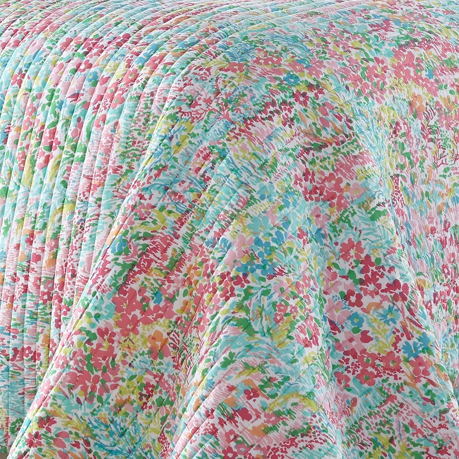 Karolynna King Reversible Floral Cotton Quilt Set in Multicolor