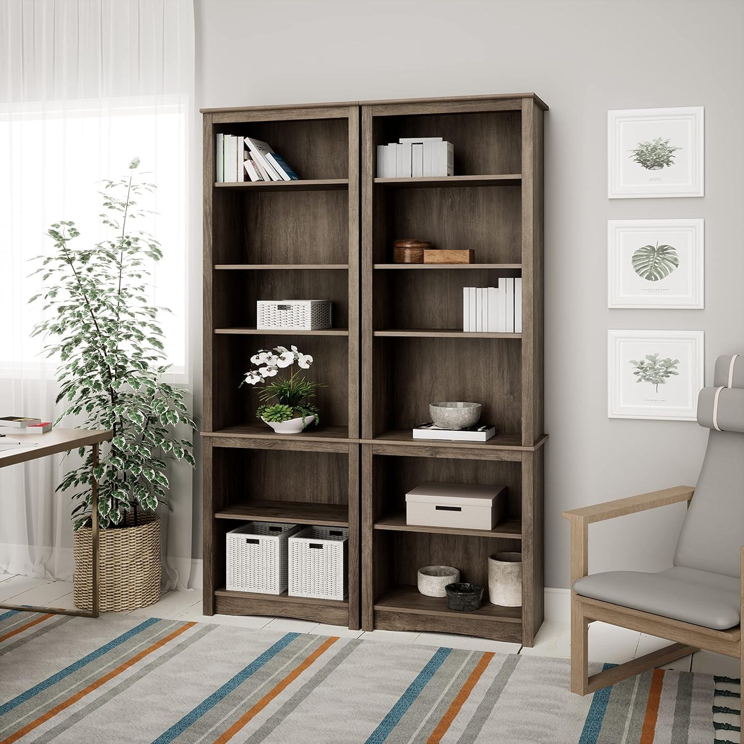 Drifted Gray Composite Transitional Tall 6-Shelf Bookcase