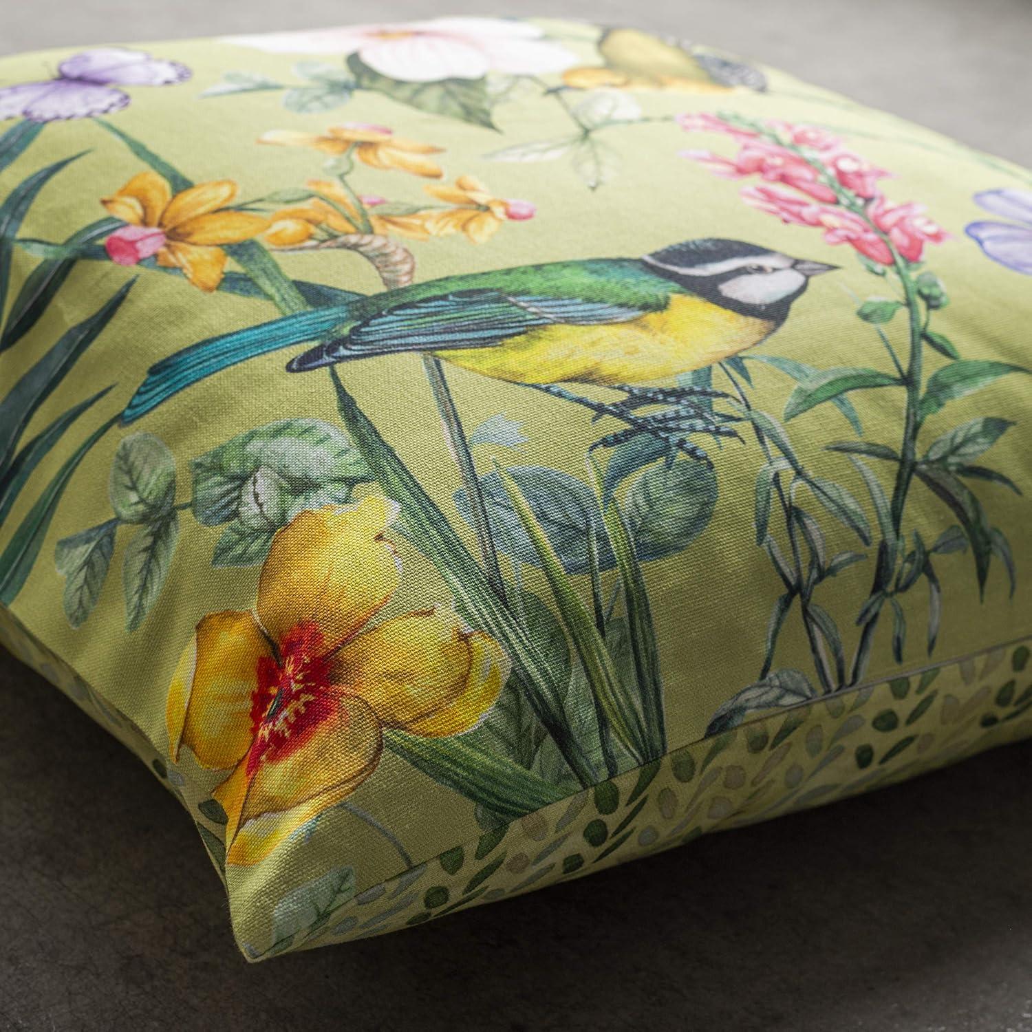 Floral Birds Cotton Decorative Pillow Cover 20" x 20"
