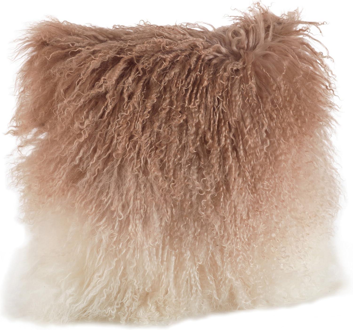 Saro Lifestyle Mongolian Collection Mongolian Lamb Fur Wool Throw Pillow, Poly Filled