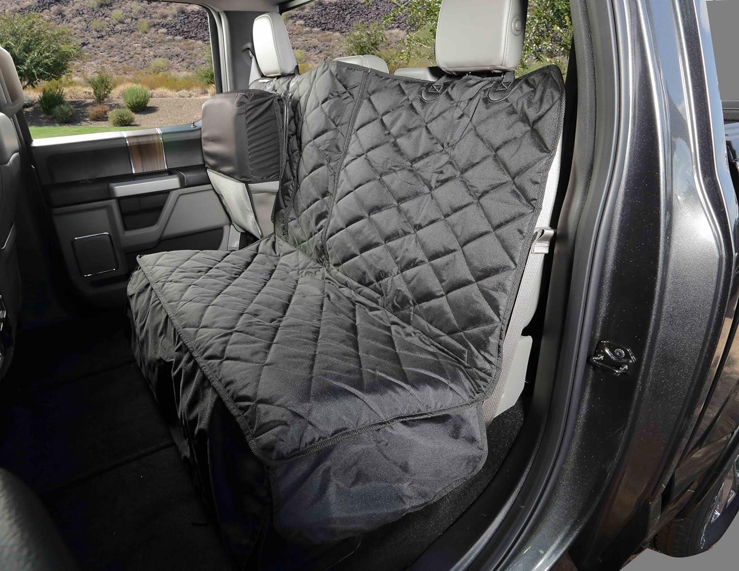 Black Heavy-Duty Waterproof Crew Cab Rear Seat Cover with Hammock