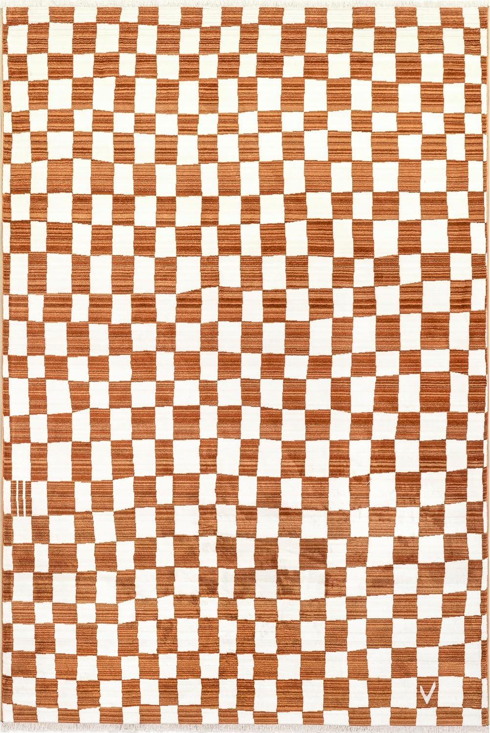 Nuloom Dominique Abstract Checkered Fringe Area Rug