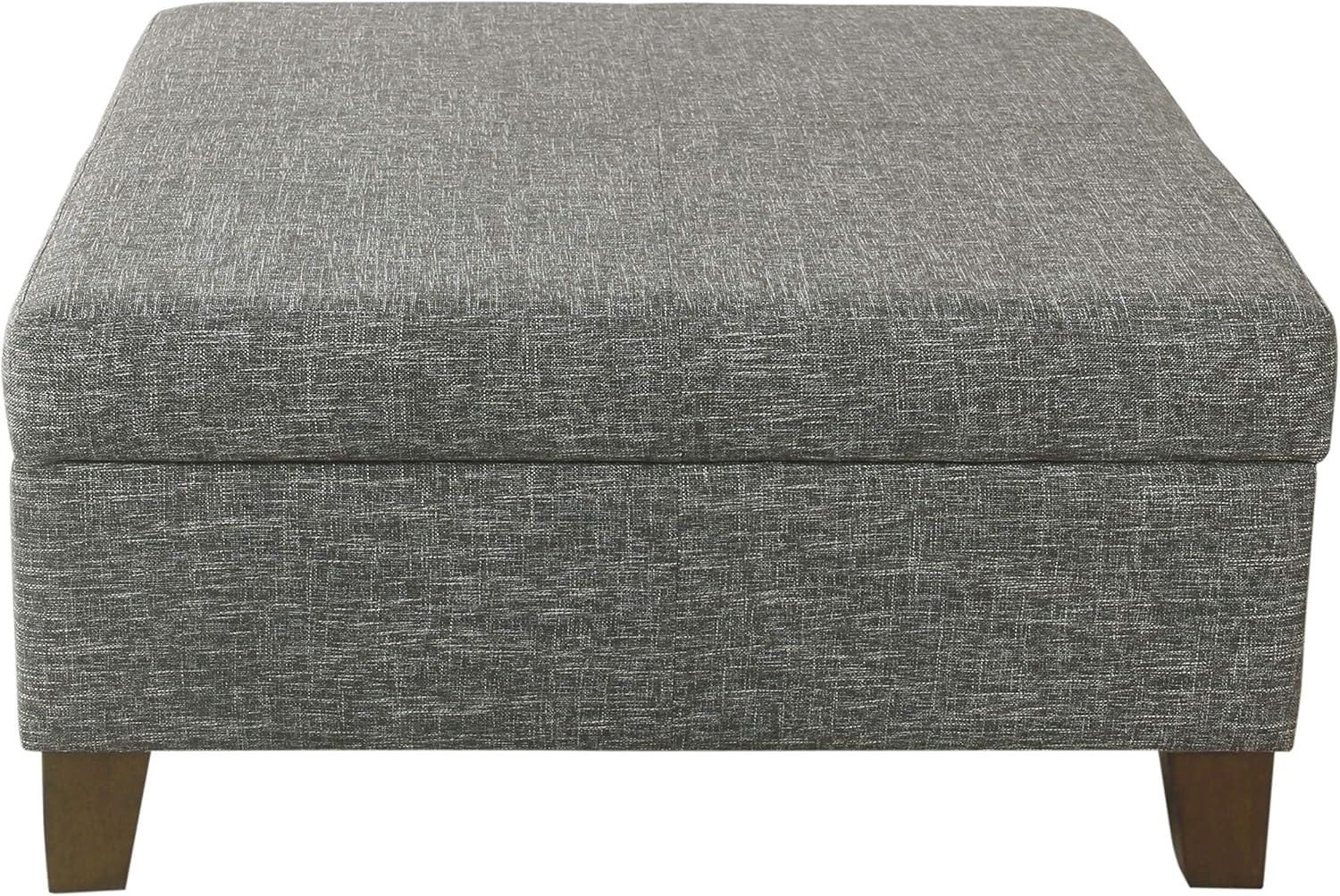 32" Luxury Square Storage Ottoman Slate Gray - HomePop: Textured Fabric, Hinged Lid, Wood Legs, Easy Assembly