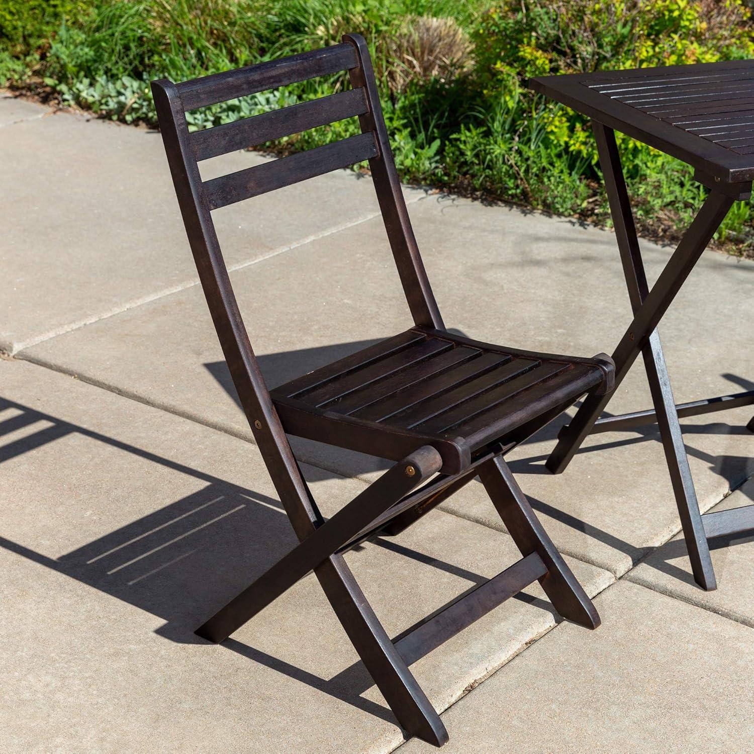 DTY Outdoor Living Twin Lakes 3-Piece Eucalyptus Café Bistro Set - Espresso, Square Table