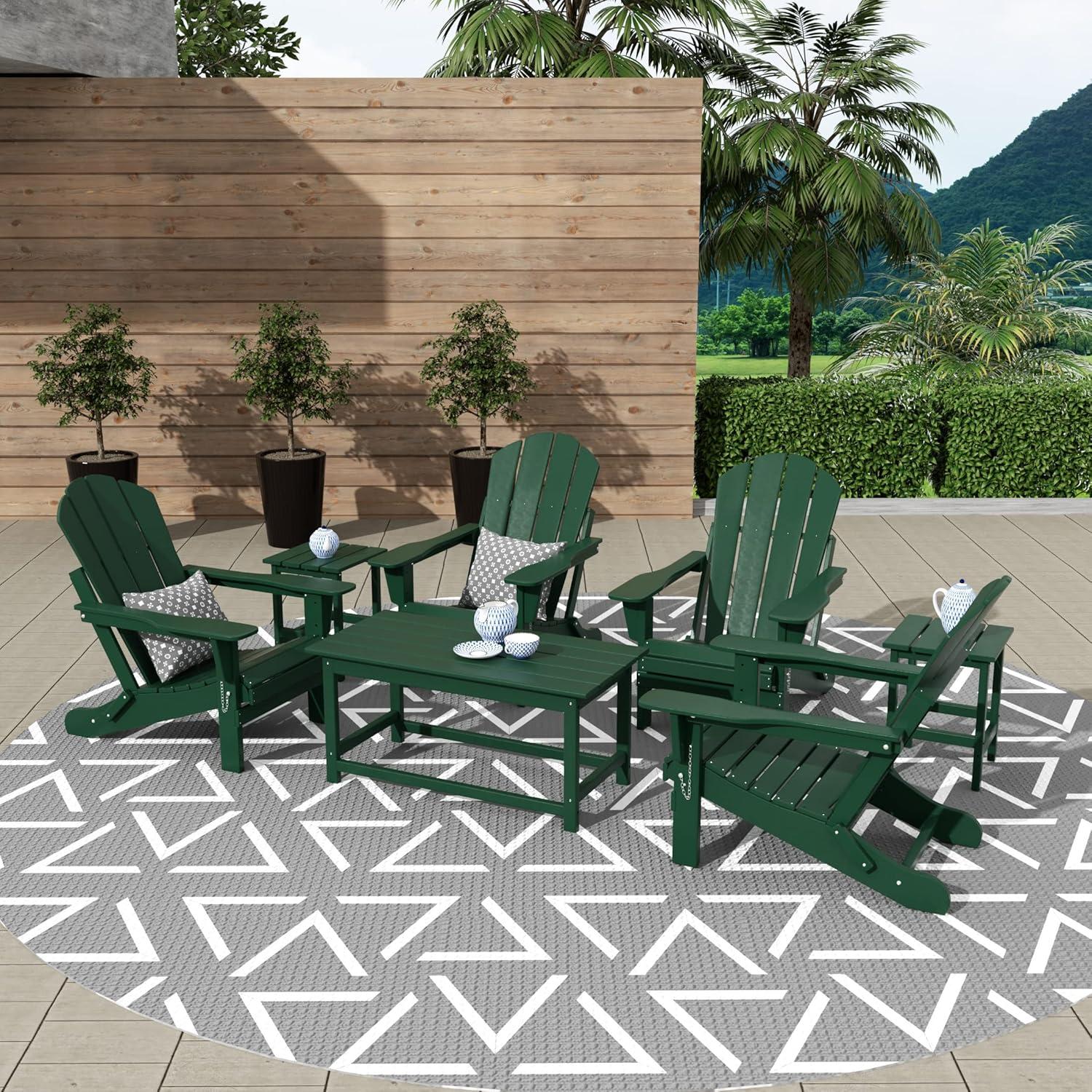 Malibu Dark Green HDPE Rectangular Outdoor Coffee Table