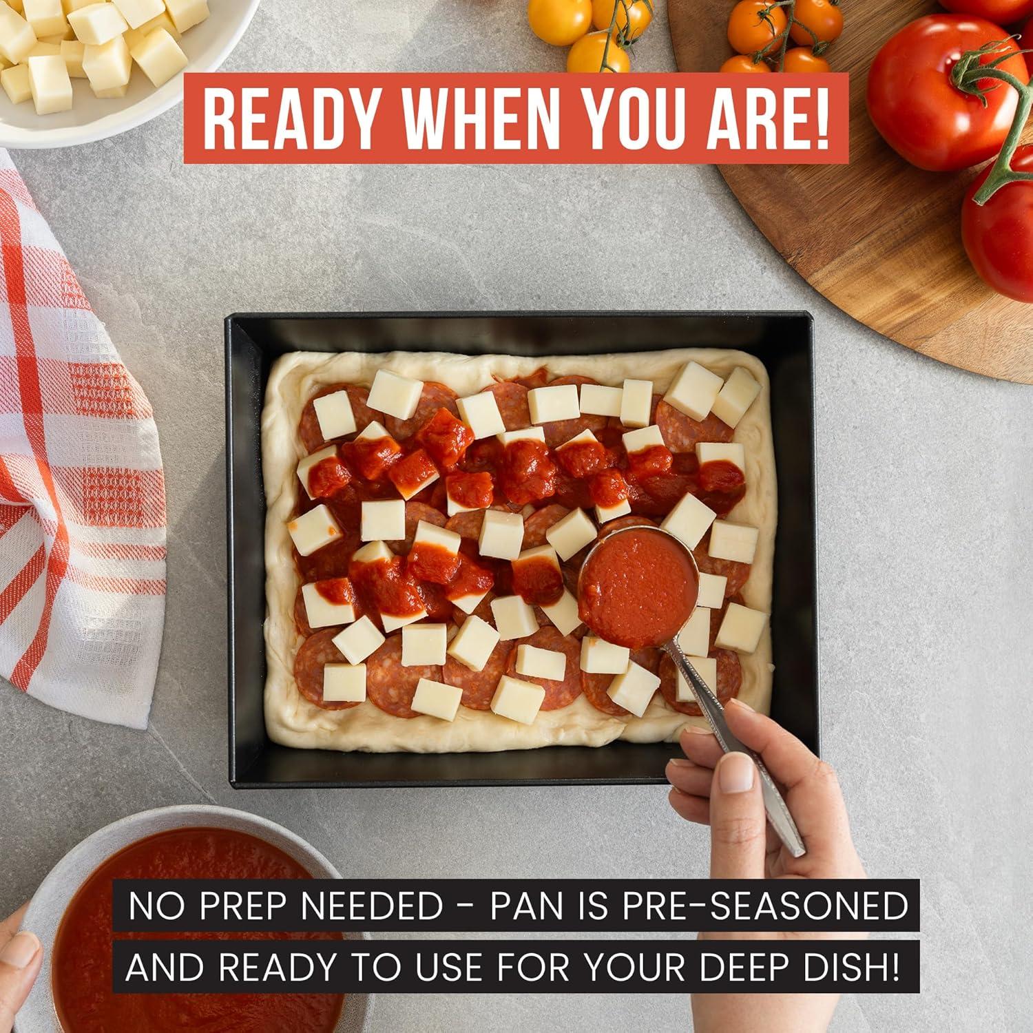 Chef Pomodoro Detroit Style Pizza Pan, 10 x 8-inch, Hard Anodized Aluminum, Pre-Seasoned Bakeware