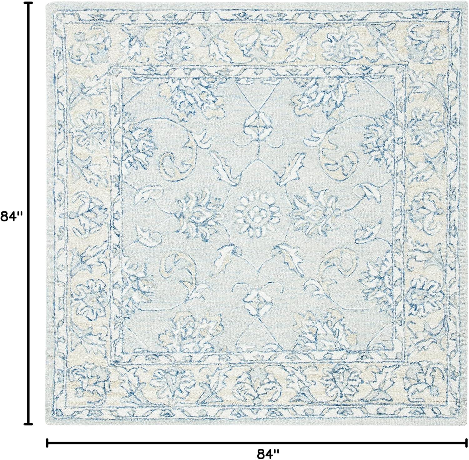 SAFAVIEH Micro-Loop Calista Oriental Area Rug, Blue/Beige, 7' x 7' Square