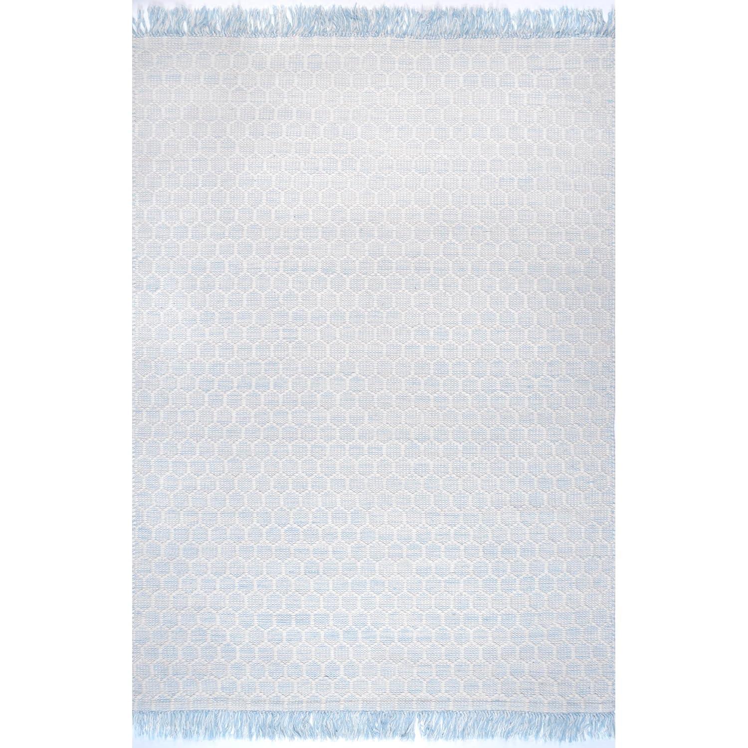 Nuloom Wylie Geometric 3x5 Wool Accent Indoor Area Rug for Living Room Bedroom Dining Room Entryway Kitchen, Baby Blue/Ivory