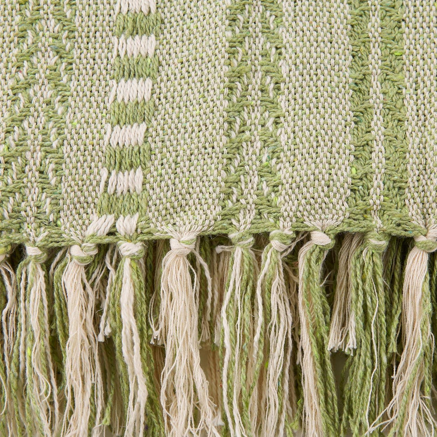 DII 50x60" Modern Cotton Braided Stripe Throw in Antique Green