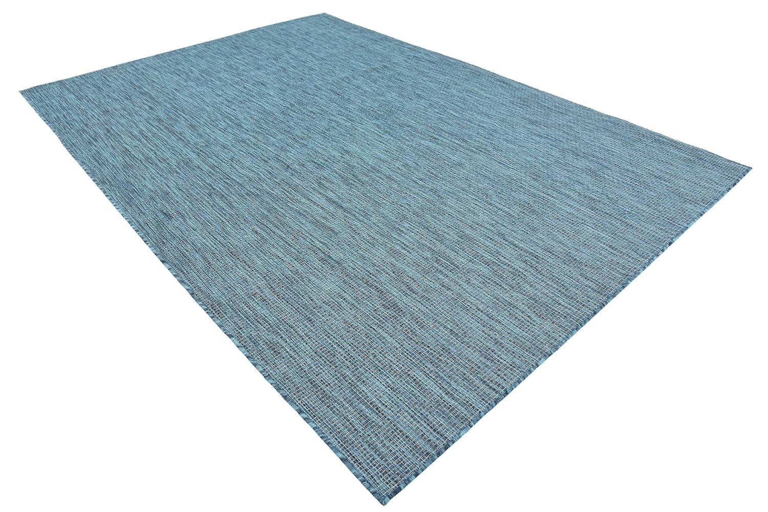 Unique Loom 7' 0 x 10' 0 Rectangle Indoor/Outdoor Solid Teal Area Rug
