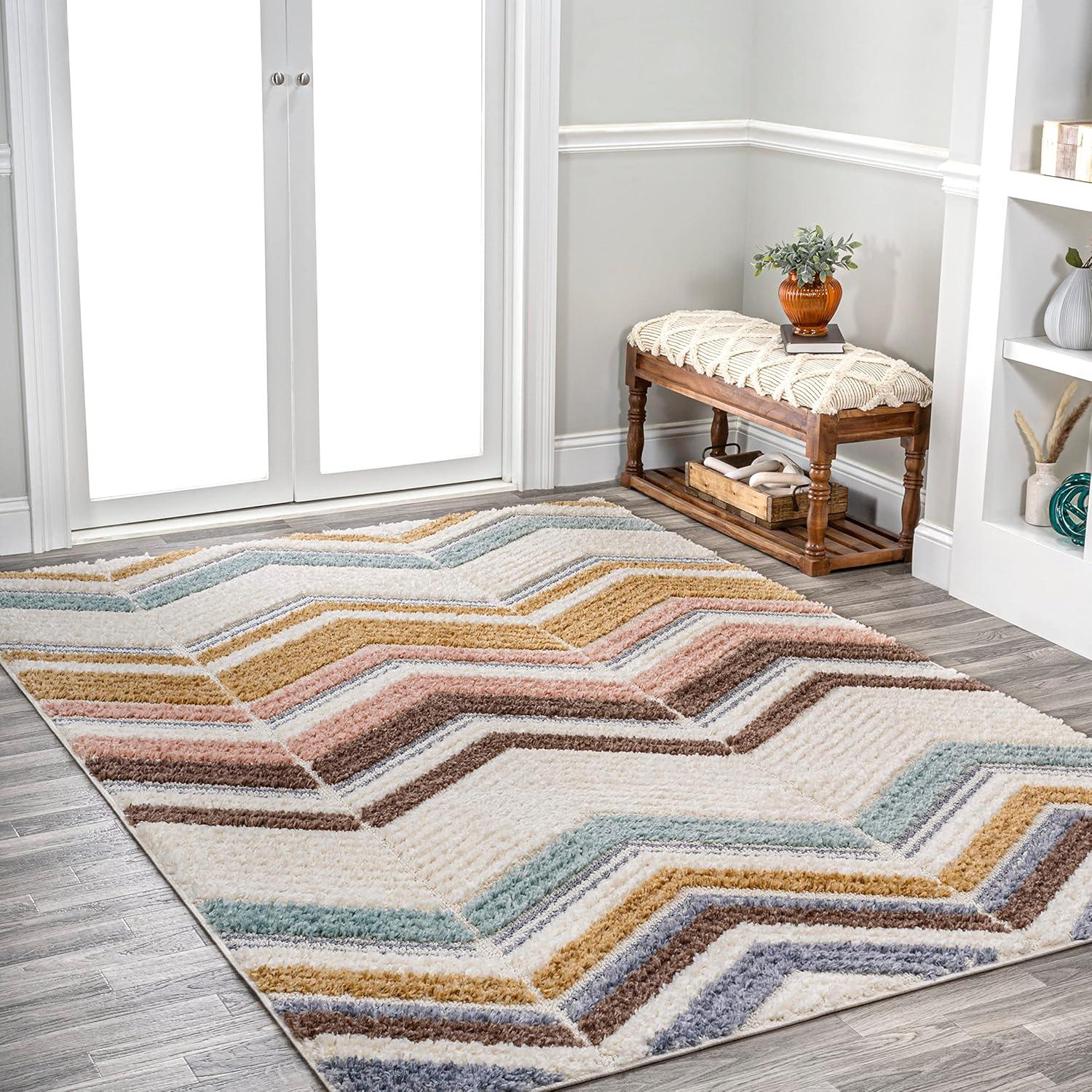 Elin Chevron High-Low Area Rug - JONATHAN Y