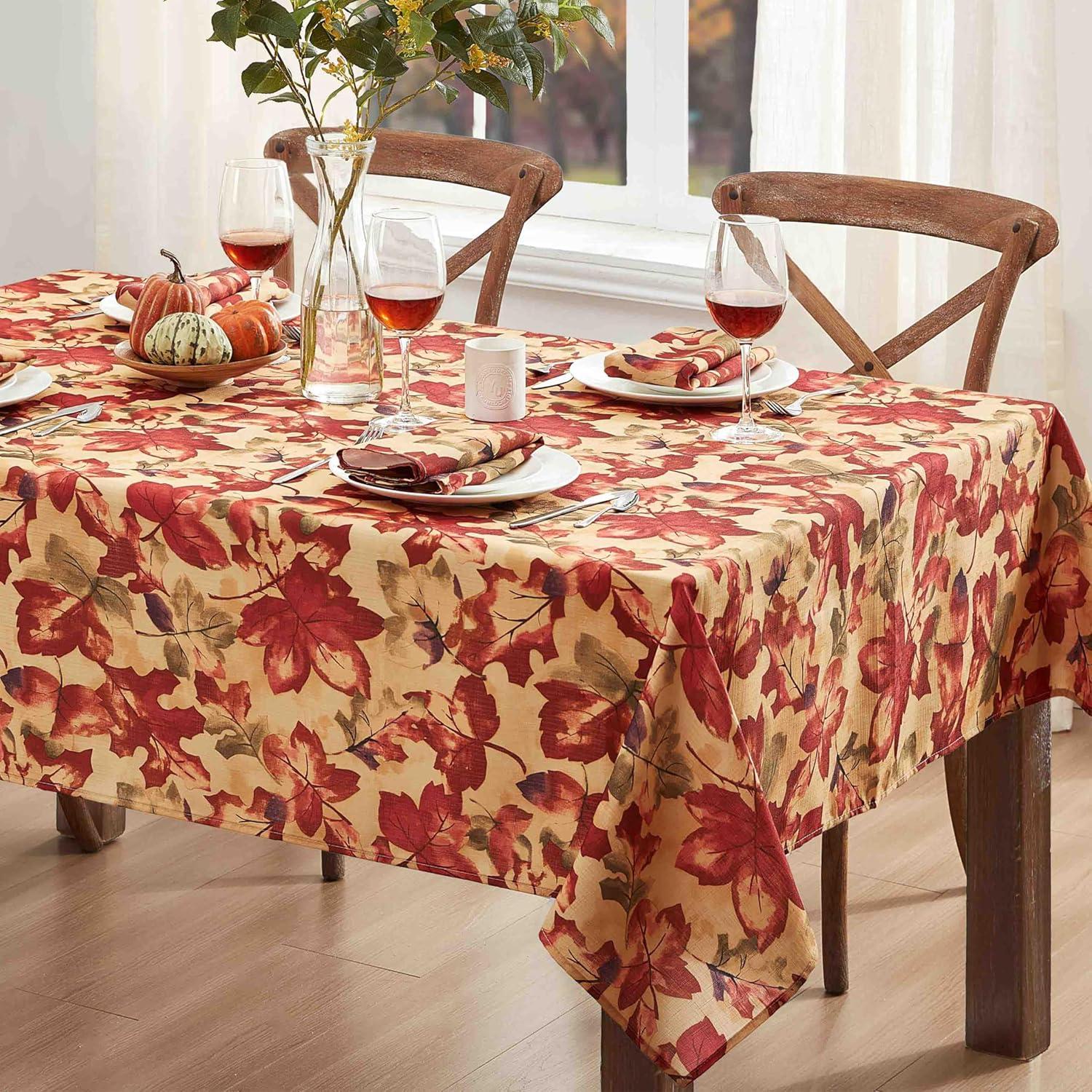 Newbridge Thanksgiving Holiday Autumn Leaf Collage 60 x 120 inch Rectangle Fabric Tablecloth