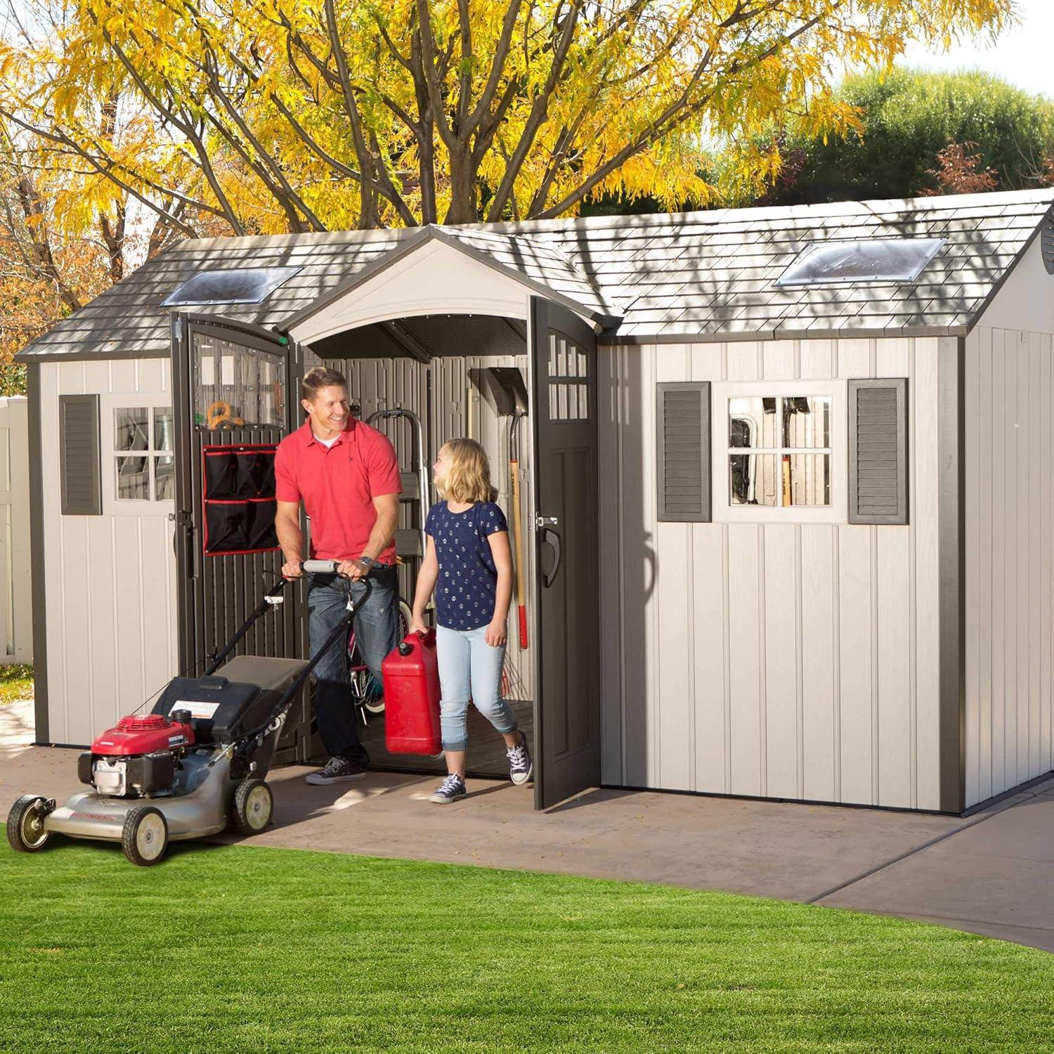 Lifetime Polyethylene Storage Shed, 106.5 sq. ft.,15 ft. x 8 ft. x 8 ft., Tan/Brown (60138)