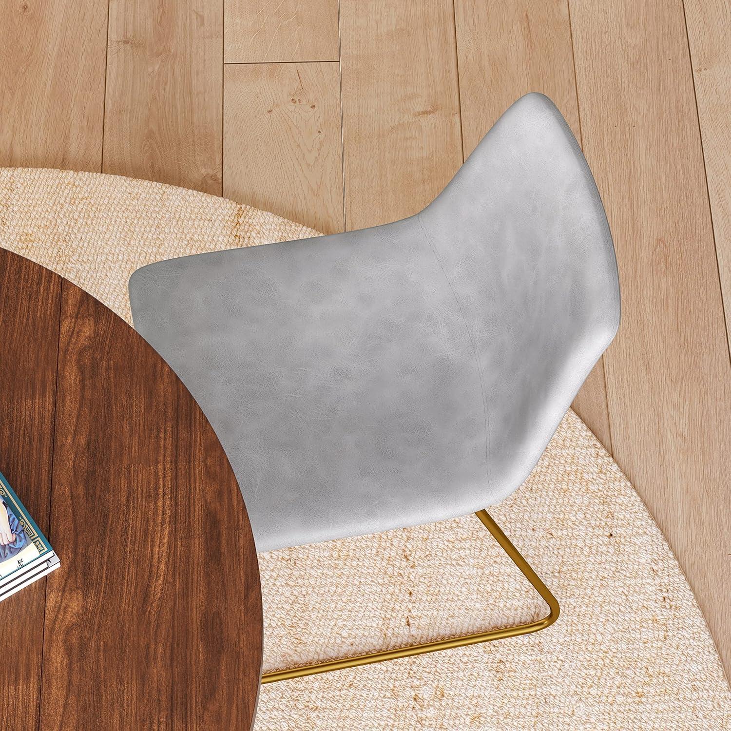 Taylor & Logan 18 Inch Indoor Dining Table Chairs, LeatherSoft Upholstery-Set of 2 Gray Faux Leather/Black Frame