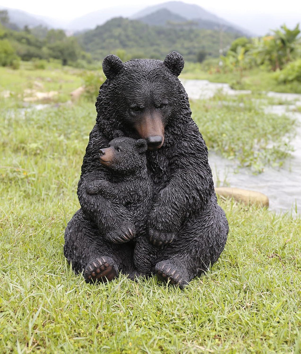 Hi-Line Gift Ltd. Bear Mother and Child Embracing Statue