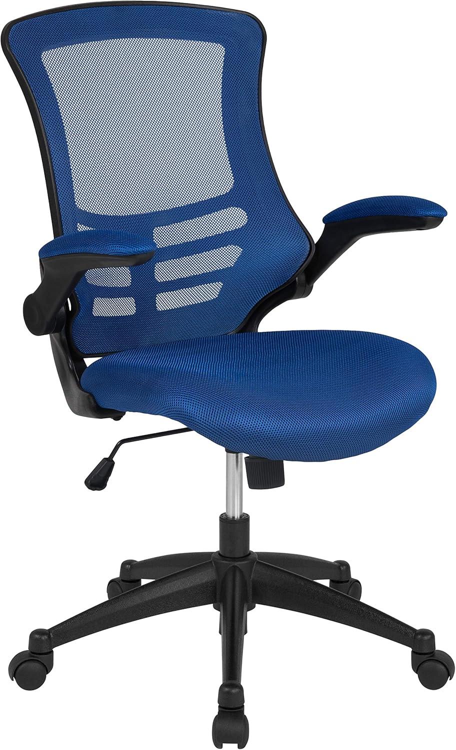 Blue Mesh Mid-Back Ergonomic Office Chair with Adjustable Arms