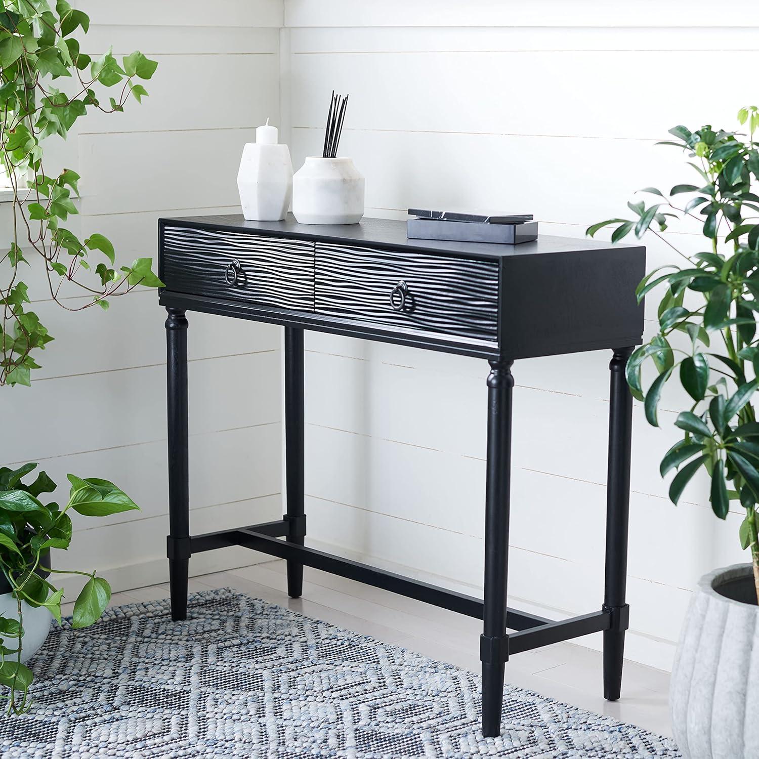 Aliyah 2 Drawer Console Table - Black - Safavieh