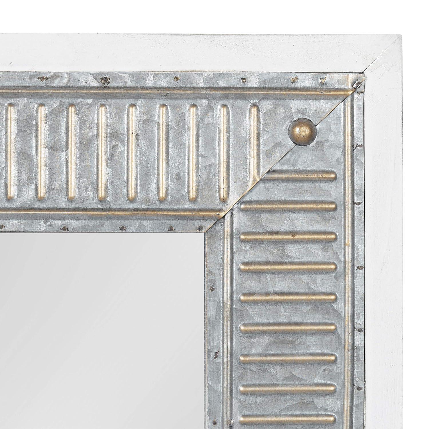 20" x 29.7" Deely Rectangle Wall Mirror White - Kate & Laurel All Things Decor: Modern Style, No Assembly, Wood Frame