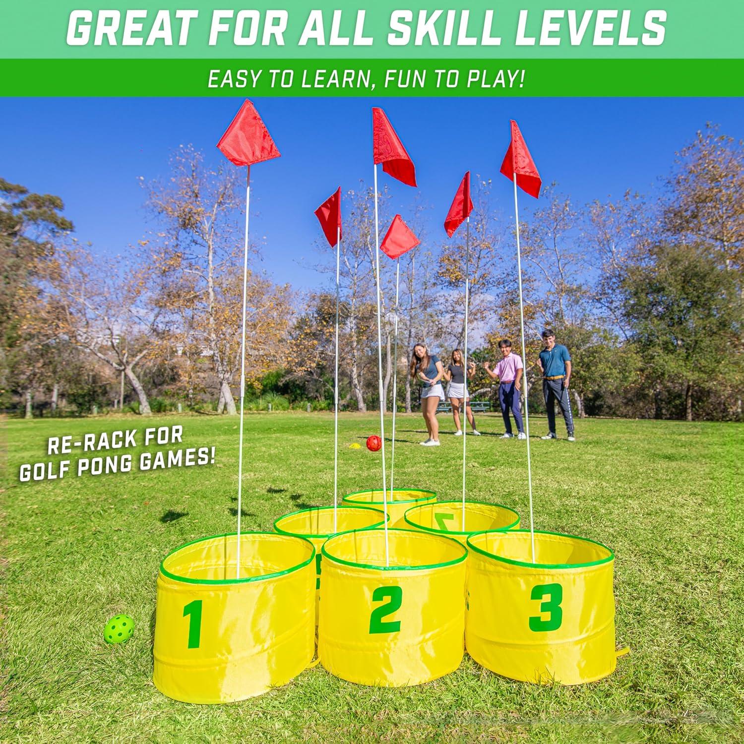 GoSports Yard Links Golf Game, Tee Markers and 6 Balls